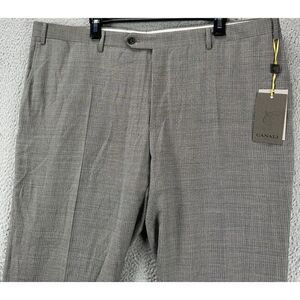 Canali Pants 42R Grey 100% Wool Knit Dress Straight Flat Front Made In Italy NEW